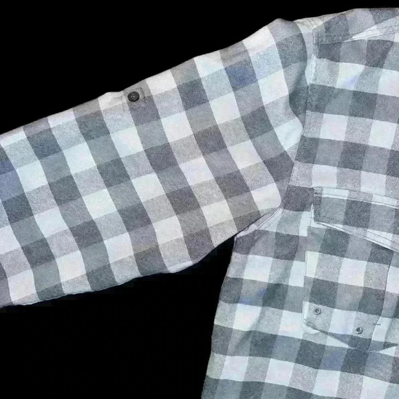 Men's AFTCO Plaid Button Up Shirt Gray White Size S - Picture 4 of 9